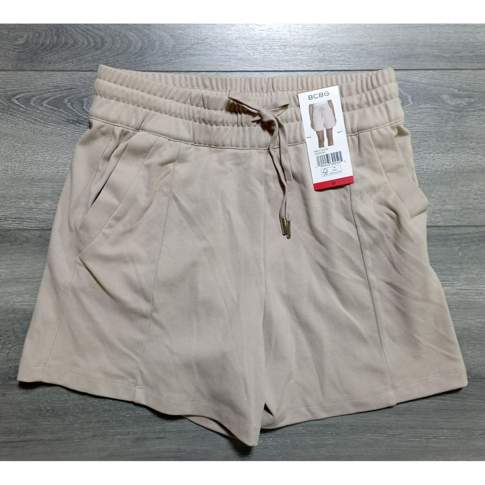 BCBG Shorts Womens Medium Tan Drawstring Soft Travel Casual